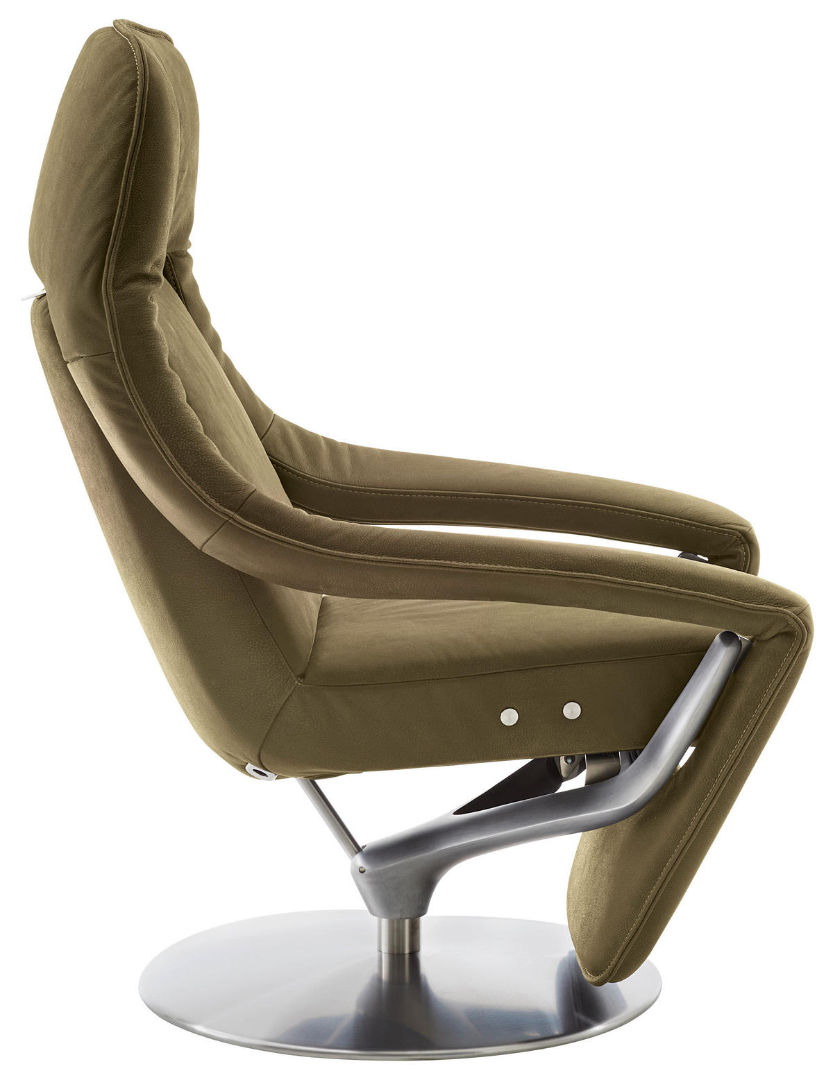 RELAXSESSEL in Leder Grün  - Nickelfarben/Grün, Design, Leder/Metall (77/113/91cm) - Koinor