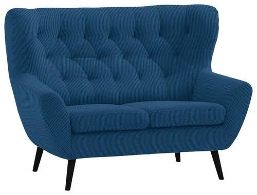 2-SITZER-SOFA in Cord Blau  - Blau/Schwarz, Design, Holz/Textil (137/101/95cm) - Stylife