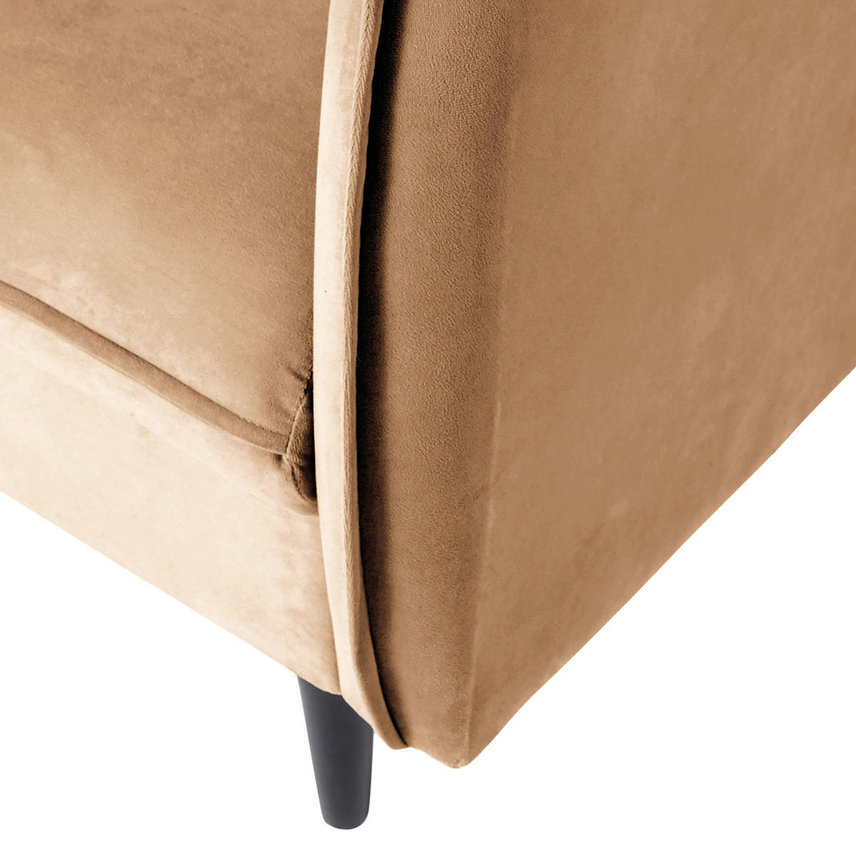3-SITZER-SOFA JULI Samt Hellbraun  - Hellbraun/Schwarz, Design, Holz/Textil (203/86/100cm) - P & B
