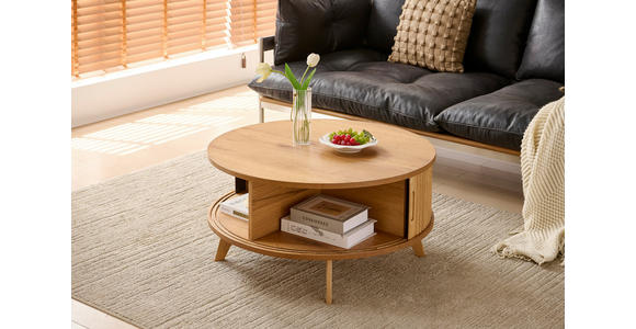 COUCHTISCH Eiche furniert, massiv 80/80/41 cm rund Eichefarben - Eichefarben, Natur, Holz/Holzwerkstoff (80/80/41cm) - Waldwelt