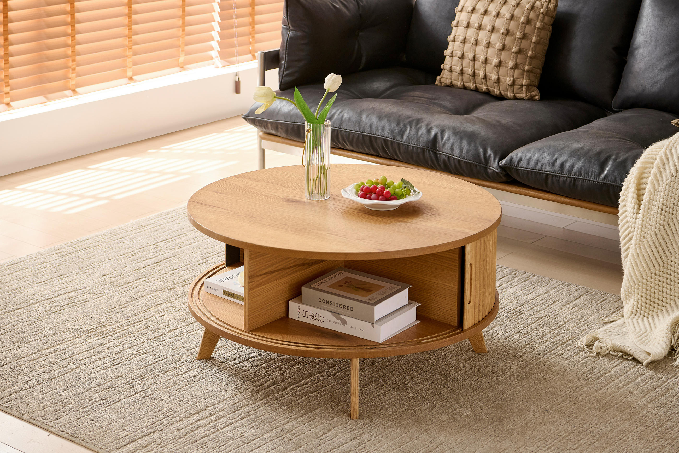 COUCHTISCH Eiche furniert, massiv 80/80/41 cm rund Eichefarben  - Eichefarben, Natur, Holz/Holzwerkstoff (80/80/41cm) - Waldwelt
