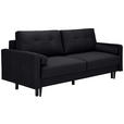 SCHLAFSOFA in Samt Schwarz  - Schwarz, KONVENTIONELL, Holz/Textil (220/95/98cm) - Carryhome