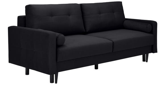 SCHLAFSOFA in Samt Schwarz  - Schwarz, KONVENTIONELL, Holz/Textil (220/95/98cm) - Carryhome