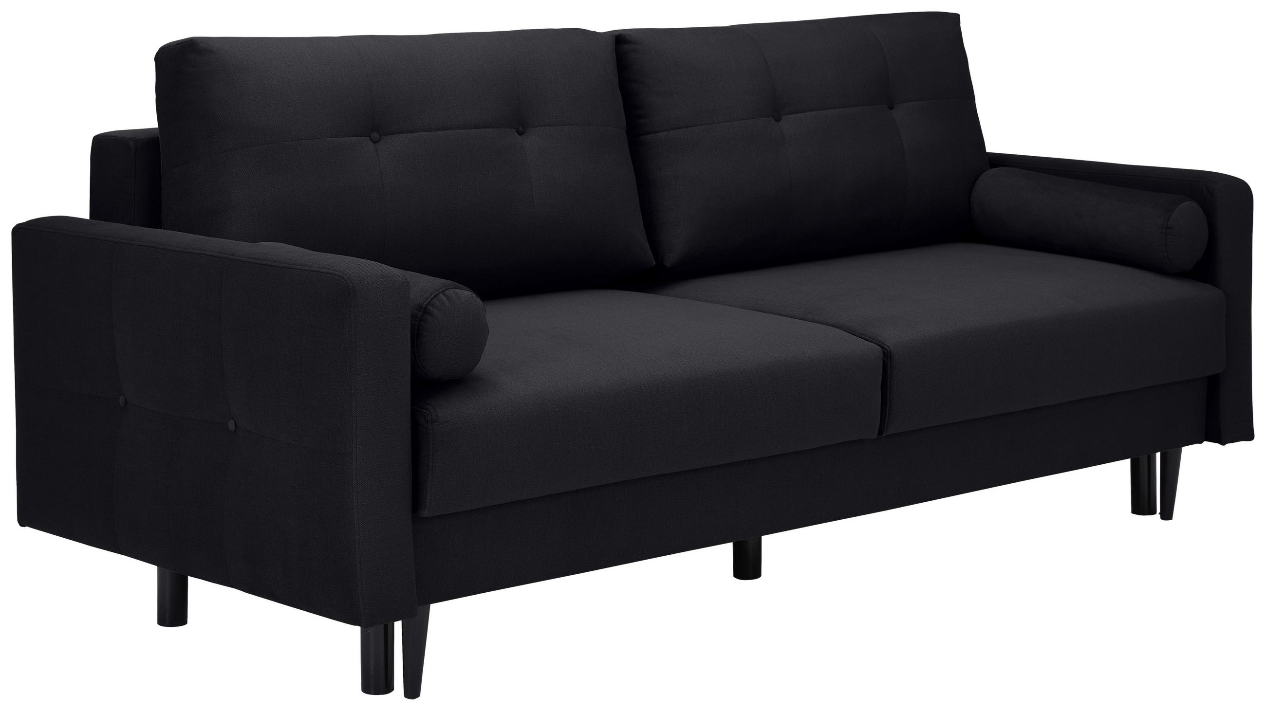 CANAPEA EXTENSIBILĂ textil negru  - negru, Konventionell, lemn/textil (220/95/98cm) - Carryhome
