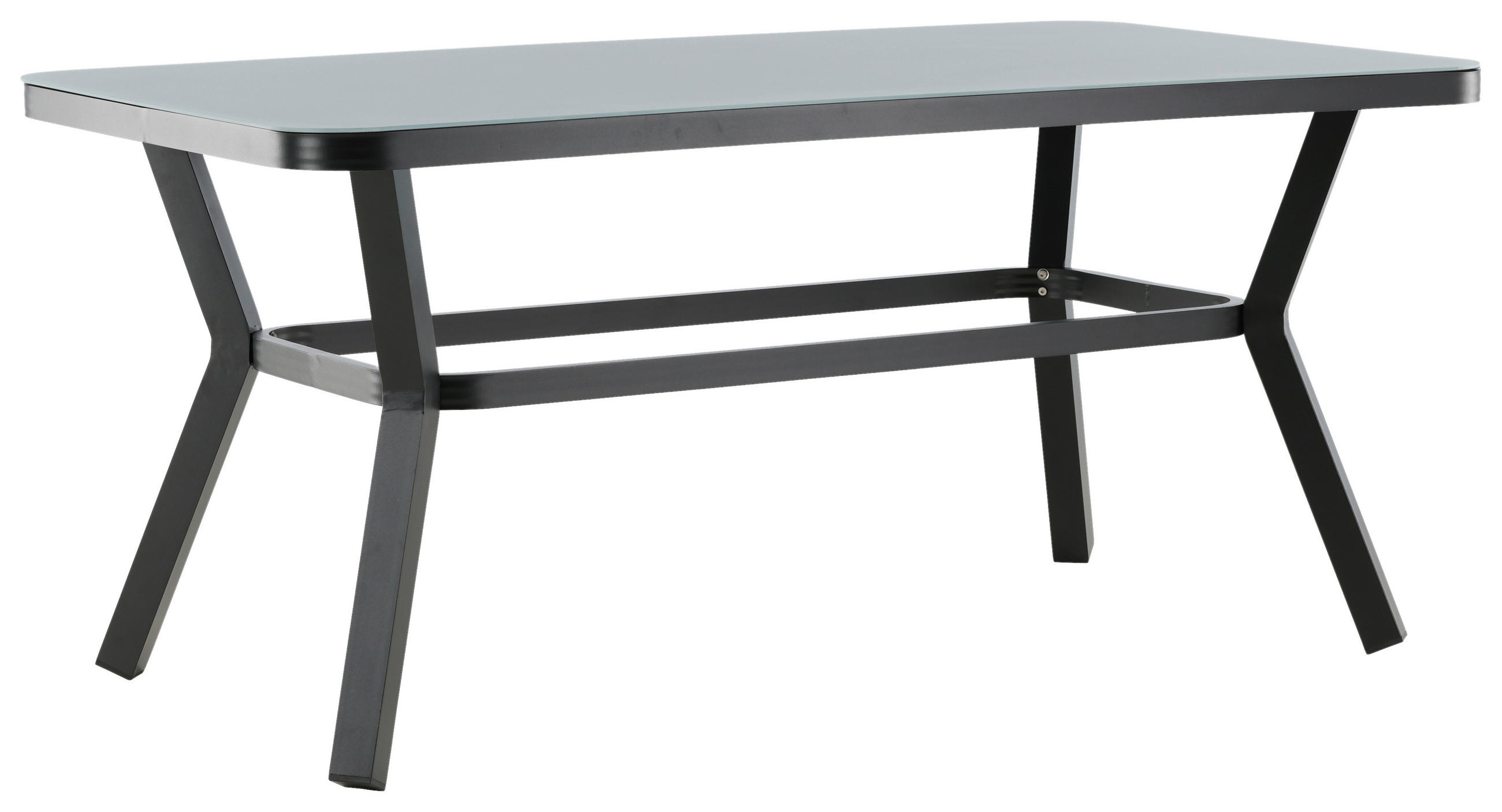 GARTENTISCH 160/90/74 cm Metall, Glas rechteckig  - Schwarz/Grau, KONVENTIONELL, Glas/Metall (160/90/74cm) - Gardenson