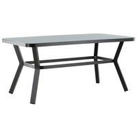 GARTENTISCH 160/90/74 cm Metall, Glas rechteckig  - Schwarz/Grau, KONVENTIONELL, Glas/Metall (160/90/74cm) - Gardenson
