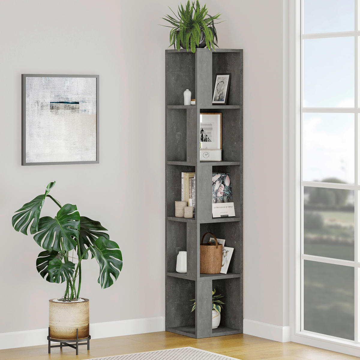 HÖRNHYLLA i 32/159/32 cm grå  - grå, Design, trämaterial (32/159/32cm) - Livetastic