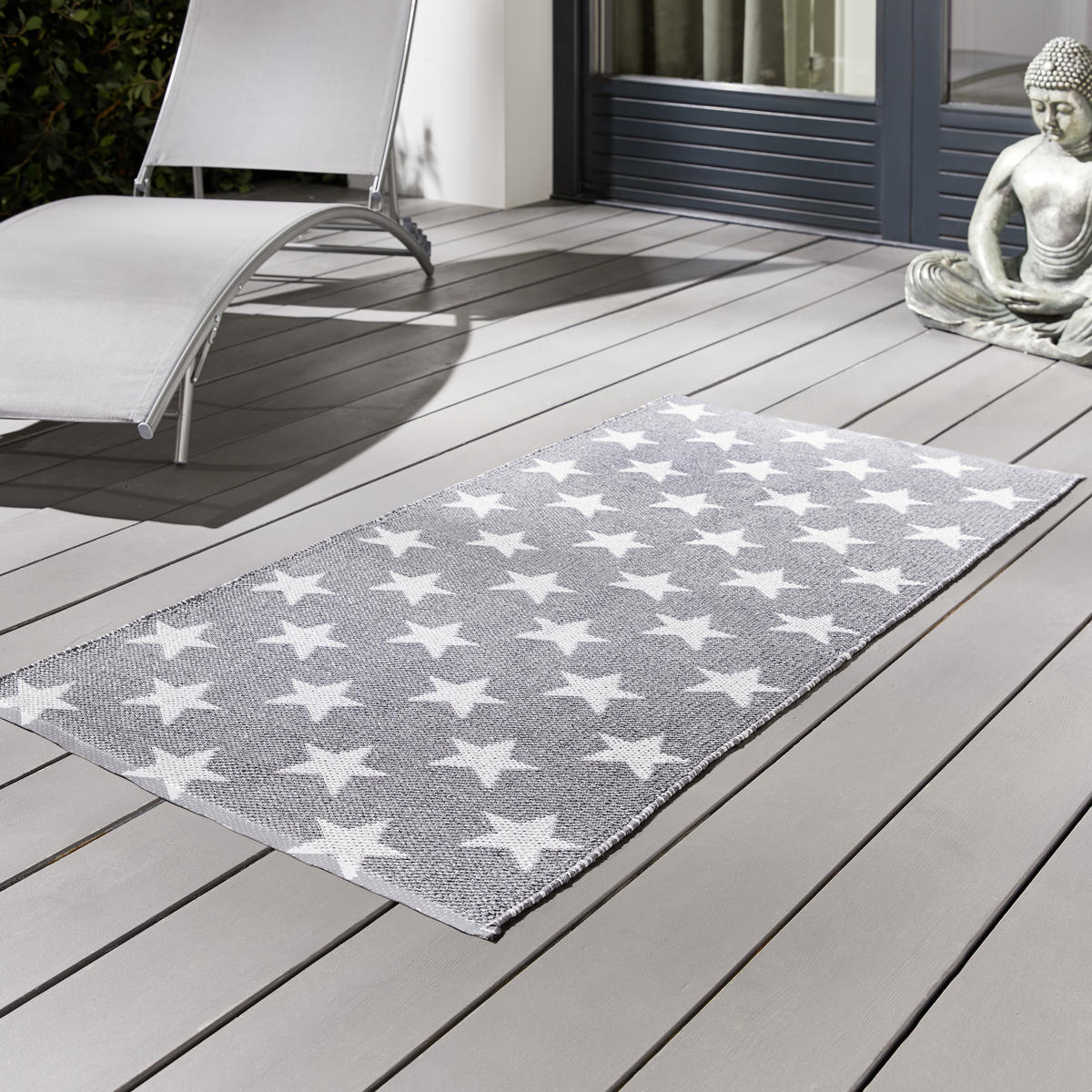 OUTDOORTEPPICH 70/140 cm Grau, Weiß  - Weiß/Grau, MODERN, Textil (70/140cm)