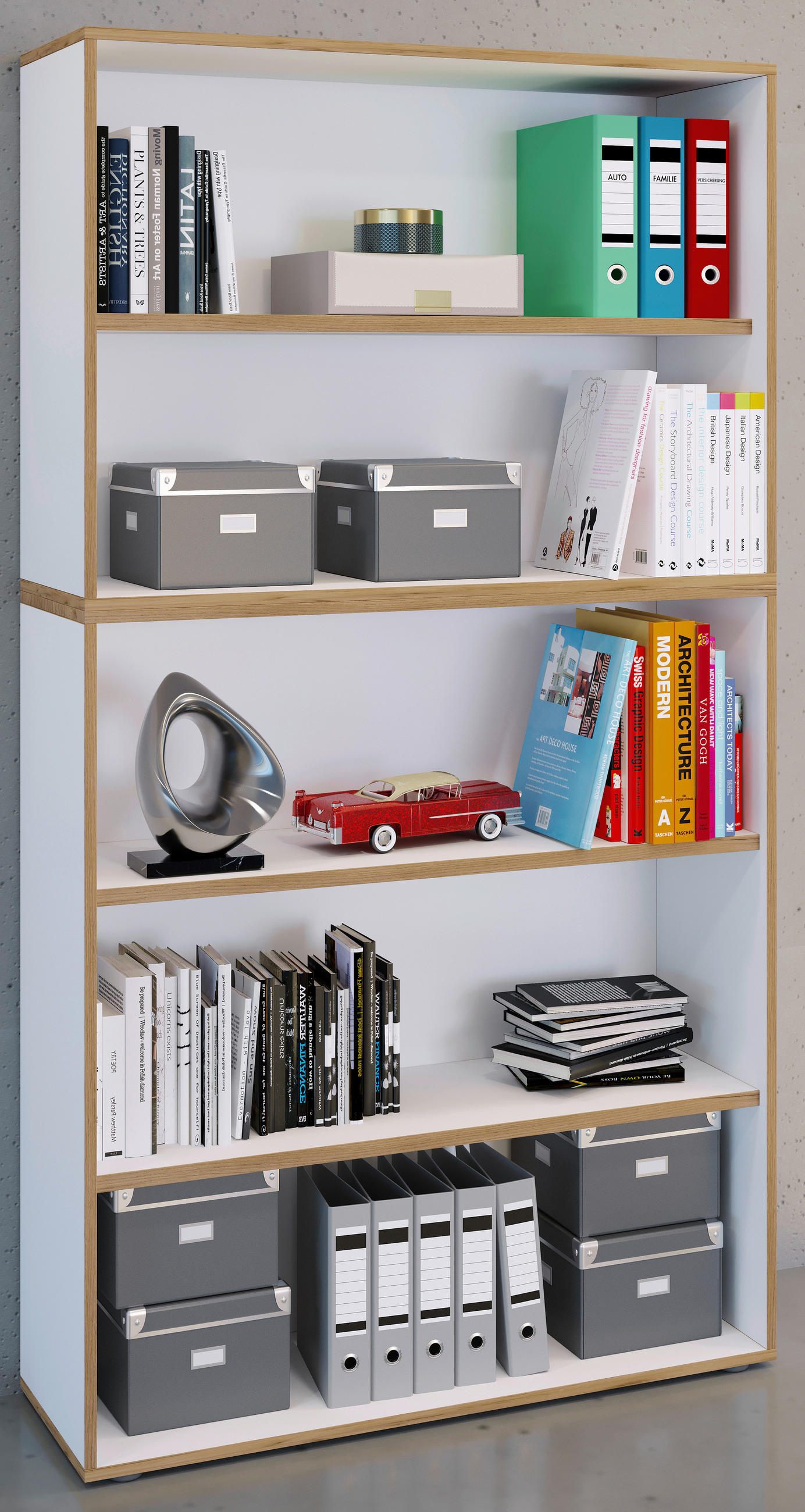 AKTENREGAL 100/183/33 cm - Honigeiche/Weiss, Design, Holzwerkstoff/Kunststoff (100/183/33cm) - MID.YOU
