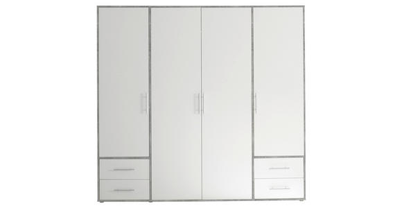 DREHTÜRENSCHRANK  in Weiß, Hellgrau  - Hellgrau/Alufarben, KONVENTIONELL, Holzwerkstoff/Kunststoff (206/195/60cm) - Carryhome