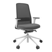 DREHSTUHL Schwarz, Weiß, Dunkelgrau  - Dunkelgrau/Schwarz, MODERN, Leder/Kunststoff (70/103-115/70cm)