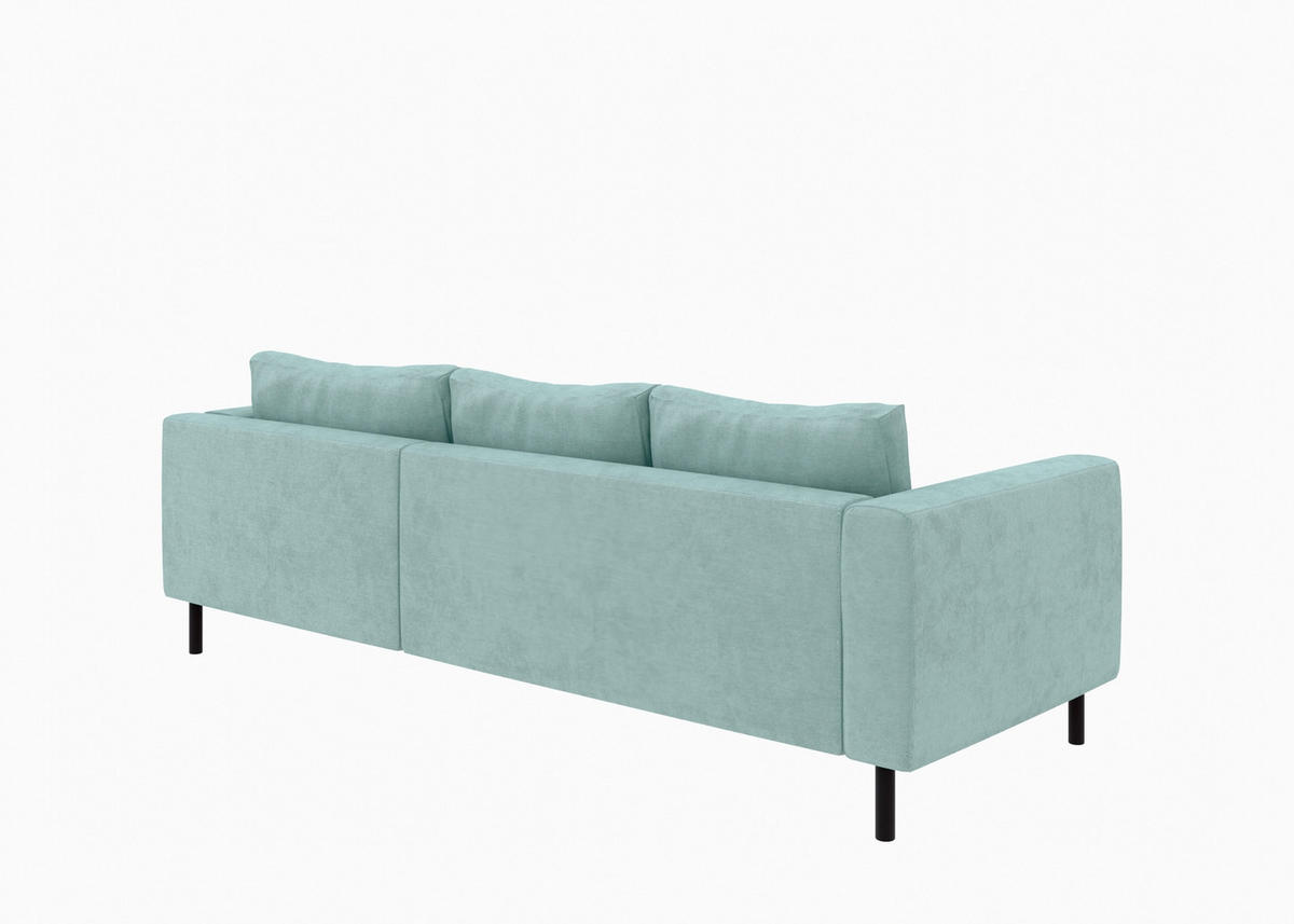 ECKSCHLAFSOFA  mit Rücken echt, Armteil links, Armteil rechts Cord Mintgrün  - Schwarz/Mintgrün, MODERN, Textil/Metall (232/161cm) - Trendmanufaktur