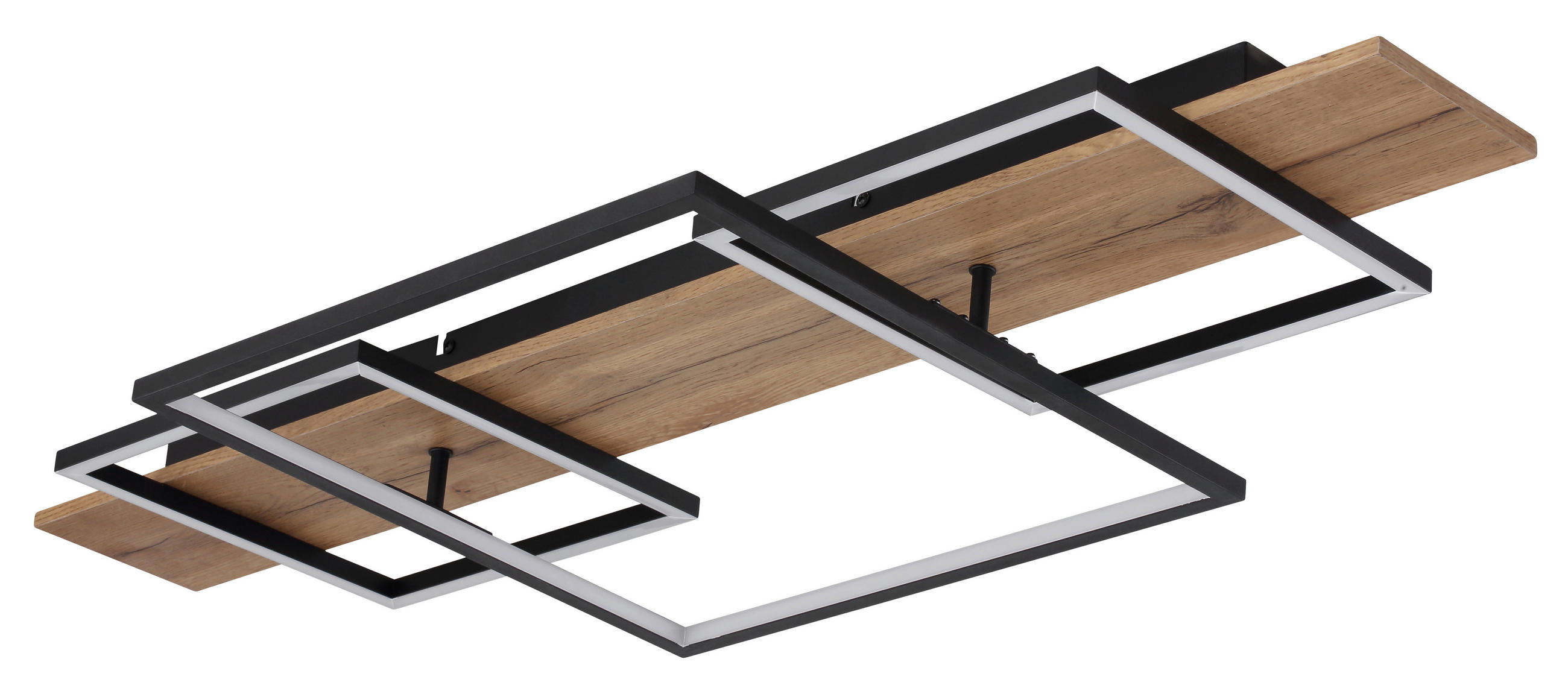 LED-DECKENLEUCHTE 95/40/10 cm   - Dunkelbraun/Schwarz, Natur, Holzwerkstoff/Kunststoff (95/40/10cm) - Globo
