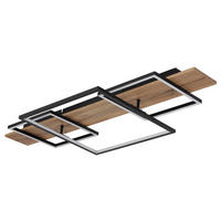 LED-DECKENLEUCHTE VANNI 95/40/10 cm   - Dunkelbraun/Schwarz, Natur, Holzwerkstoff/Kunststoff (95/40/10cm) - Globo