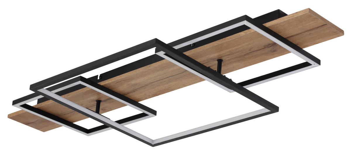 LED-DECKENLEUCHTE VANNI 95/40/10 cm   - Dunkelbraun/Schwarz, Natur, Holzwerkstoff/Kunststoff (95/40/10cm) - Globo
