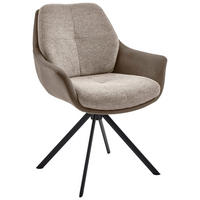 ARMLEHNSTUHL  Typenauswahl, Sitzfläche 360° drehbar, Stoffauswahl, Gestellauswahl, automatische Rückholfunktion Webstoff, Mikrofaser  Schwarz, Taupe  - Taupe/Schwarz, Design, Textil/Metall (62/83,5/65cm) - Valnatura