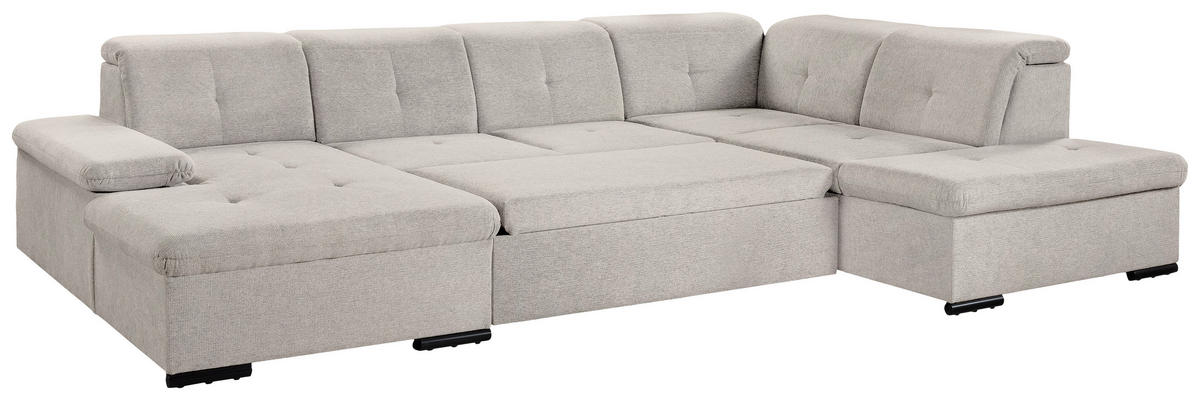 WOHNLANDSCHAFT Beige Chenille  - Beige/Grau, KONVENTIONELL, Kunststoff/Textil (240/340/188cm) - Carryhome