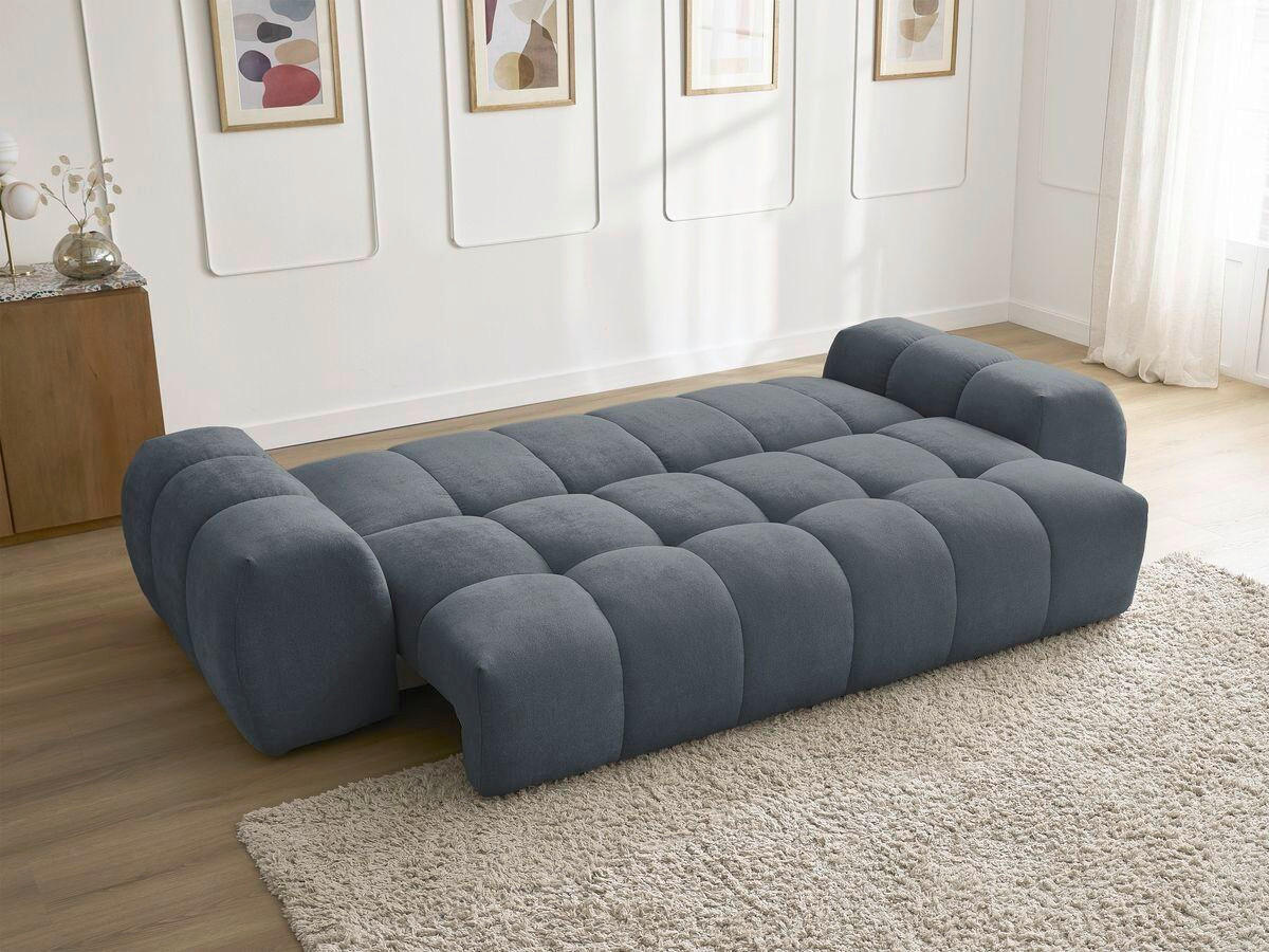 SCHLAFSOFA EVEREST  mit Rücken echt, Armteil links, Armteil rechts Struktur Dunkelblau  - Schwarz/Dunkelblau, MODERN, Kunststoff/Textil (278/90/115cm)