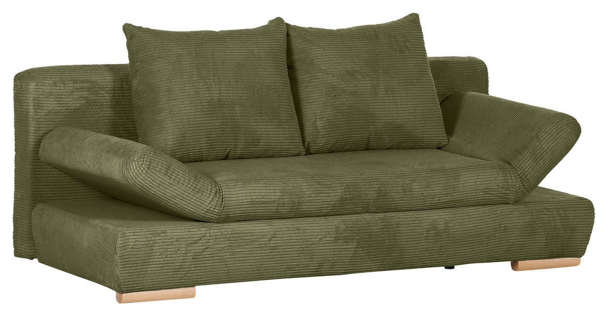 SCHLAFSOFA in Cord Grün  - Naturfarben/Grün, KONVENTIONELL, Holz/Textil (200/75/92cm) - home24