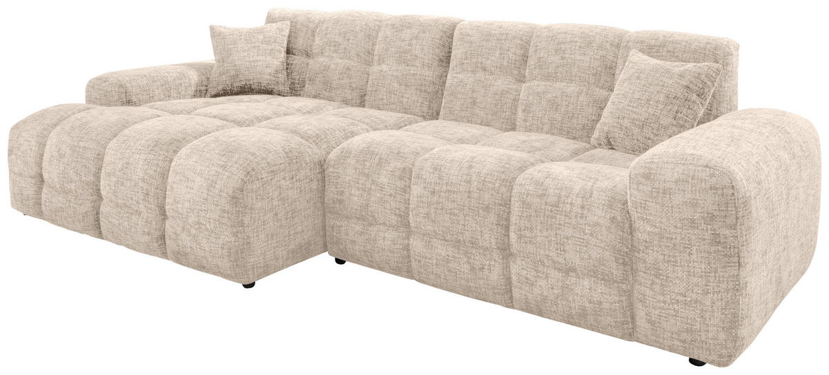 ECKSOFA in Struktur Creme  - Creme/Schwarz, Modern, Kunststoff/Textil (152/301cm) - Livetastic