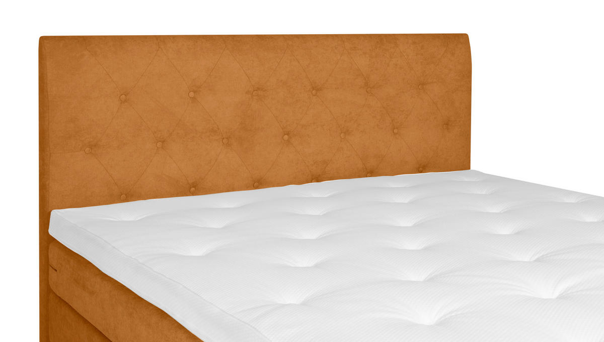 BOXSPRINGBETT 180/200 cm  in Currygelb  - Chromfarben/Currygelb, Design, Textil/Metall (180/200cm) - Welnova