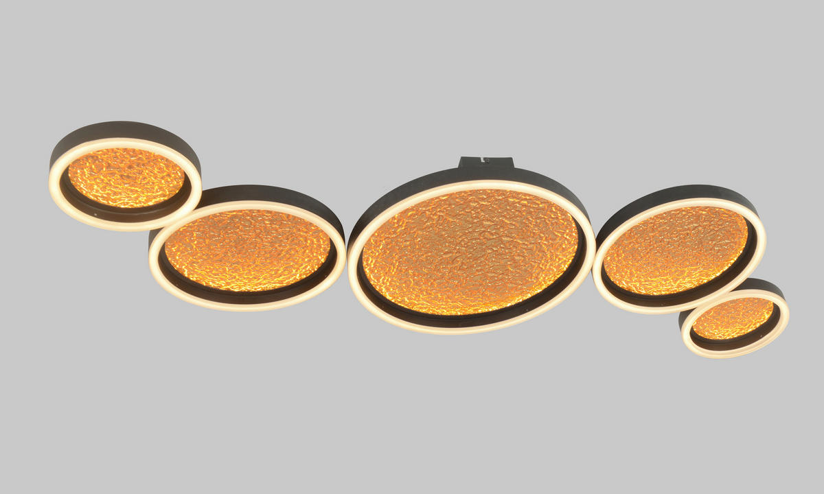 LED-DECKENLEUCHTE Bormes 55/8/125 cm   - Goldfarben/Schwarz, Design, Kunststoff/Metall (55/8/125cm)