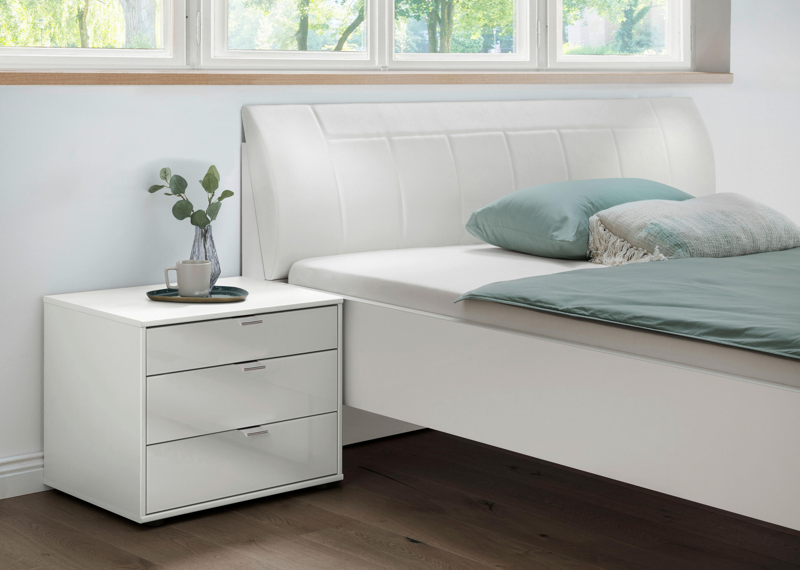 NACHTSCHRANK 60/48/43 cm  - Chromfarben/Schwarz, KONVENTIONELL, Glas/Holzwerkstoff (60/48/43cm) - Dieter Knoll