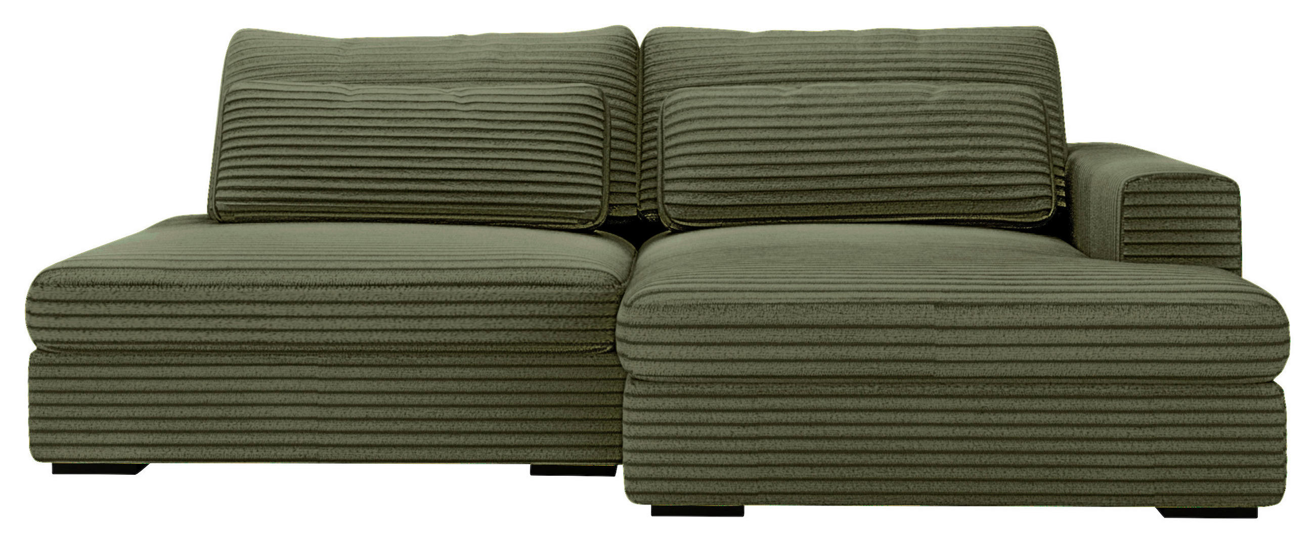 ECKSOFA Grün Cord  - Schwarz/Grün, Design, Kunststoff/Textil (223/158cm) - home24