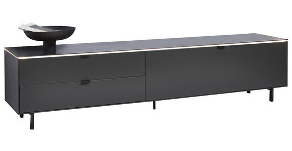 LOWBOARD Anthrazit  216,8/50,1/46 cm  - Anthrazit/Schwarz, Design, Holzwerkstoff/Metall (216,8/50,1/46cm) - Dieter Knoll