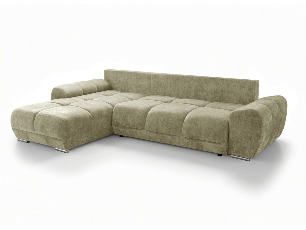 ECKSOFA  in Chenille Hellgrün  - Chromfarben/Schwarz, KONVENTIONELL, Kunststoff/Textil (183/290cm) - Xora