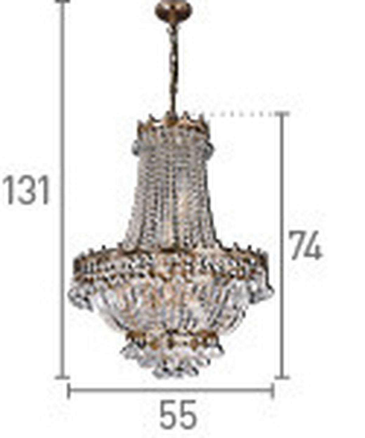 HÄNGLAMPA I KRISTALL Versailles 55/131 cm  - guldfärgad, Klassisk, metall/glas (55/131cm)