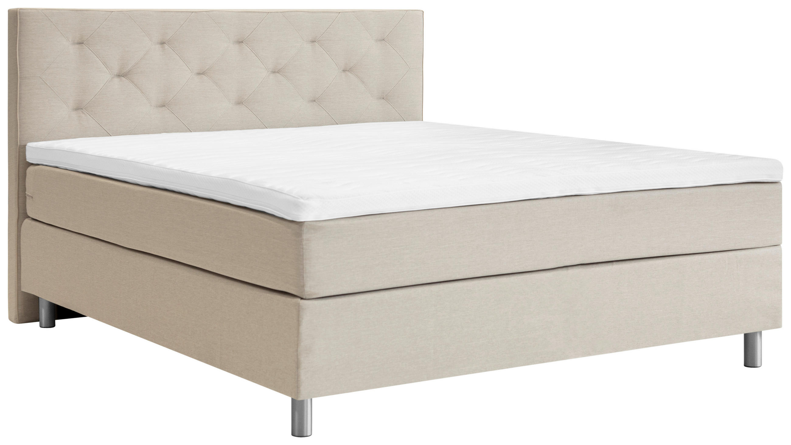 BOXSPRINGBETT 180/200 cm  in Beige  - Beige/Alufarben, KONVENTIONELL, Textil/Metall (180/200cm) - Welnova
