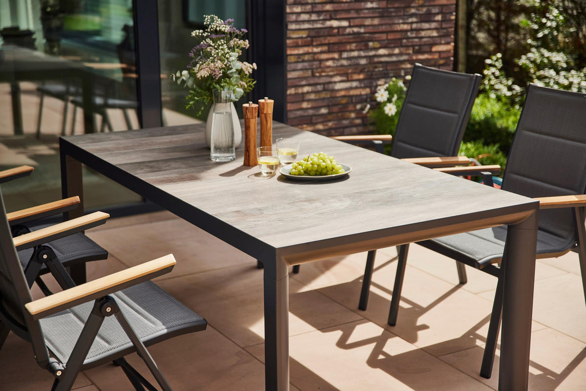 GARTENTISCH 180/100/74 cm Metall rechteckig  - Anthrazit/Graubraun, Basics, Keramik/Metall (180/100/74cm) - Siena Garden