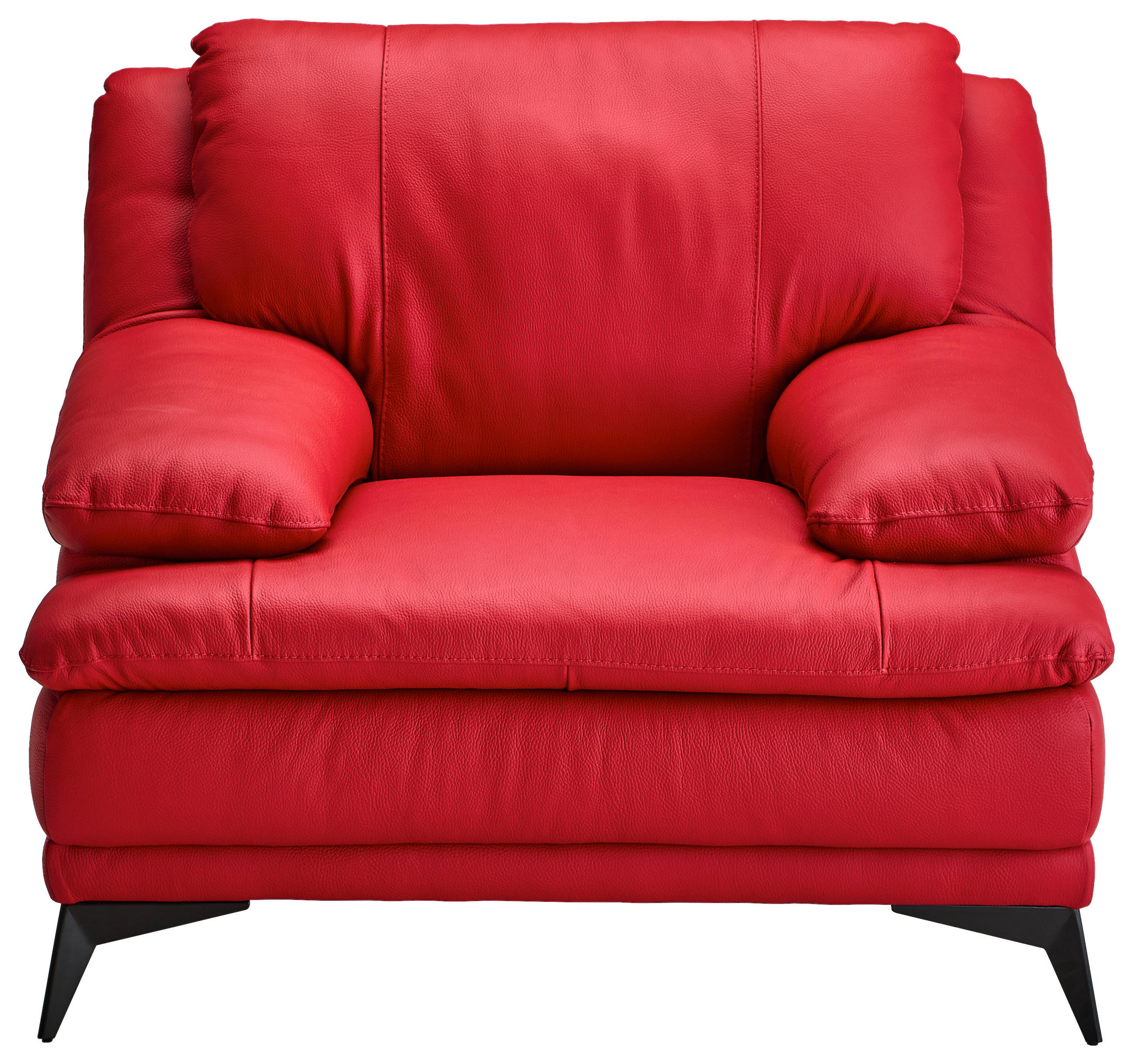 SESSEL in Echtleder Rot  - Rot/Schwarz, Design, Leder/Metall (115/92/98cm) - Novel