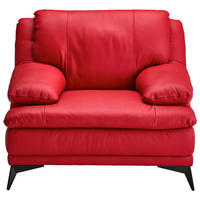 SESSEL in Echtleder Rot  - Rot/Schwarz, Design, Leder/Metall (115/92/98cm) - Novel