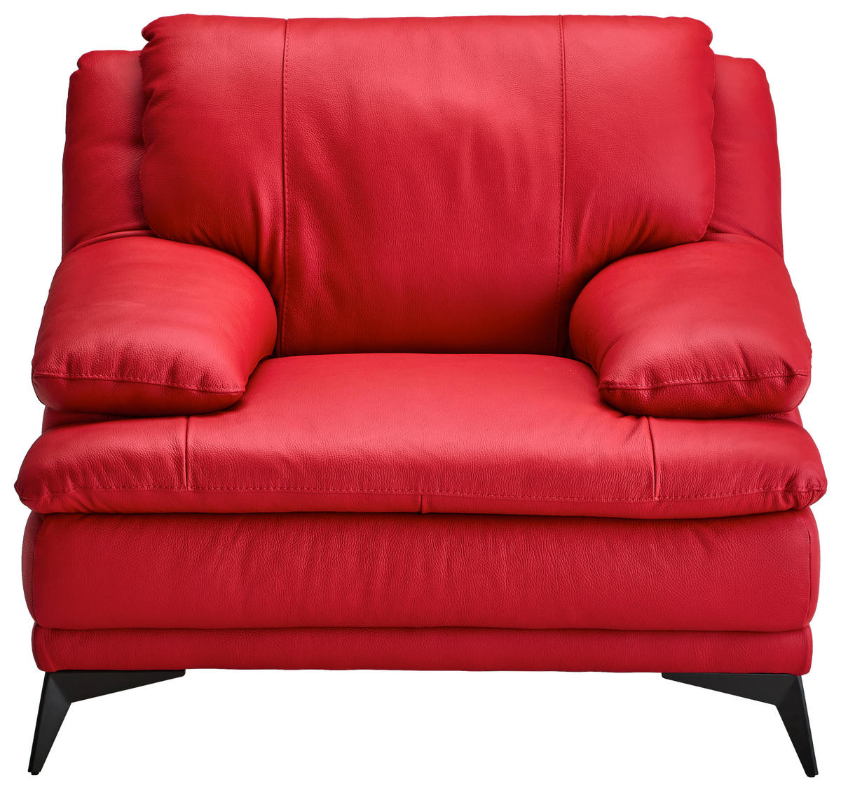 SESSEL in Echtleder Rot  - Rot/Schwarz, Design, Leder/Metall (115/92/98cm) - Novel