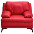 SESSEL in Echtleder Rot  - Rot/Schwarz, Design, Leder/Metall (115/92/98cm) - Novel