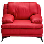 SESSEL in Echtleder Rot  - Rot/Schwarz, Design, Leder/Metall (115/92/98cm) - Novel