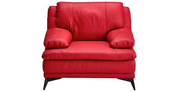 SESSEL in Echtleder Rot  - Rot/Schwarz, Design, Leder/Metall (115/92/98cm) - Novel