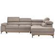 ECKSOFA  in Webstoff Hellbraun Bettkasten, Schlaffunktion, Kopfteilverstellung  282/226 cm  - Hellbraun/Schwarz, Natur, Holz/Textil (282/226cm) - Novel
