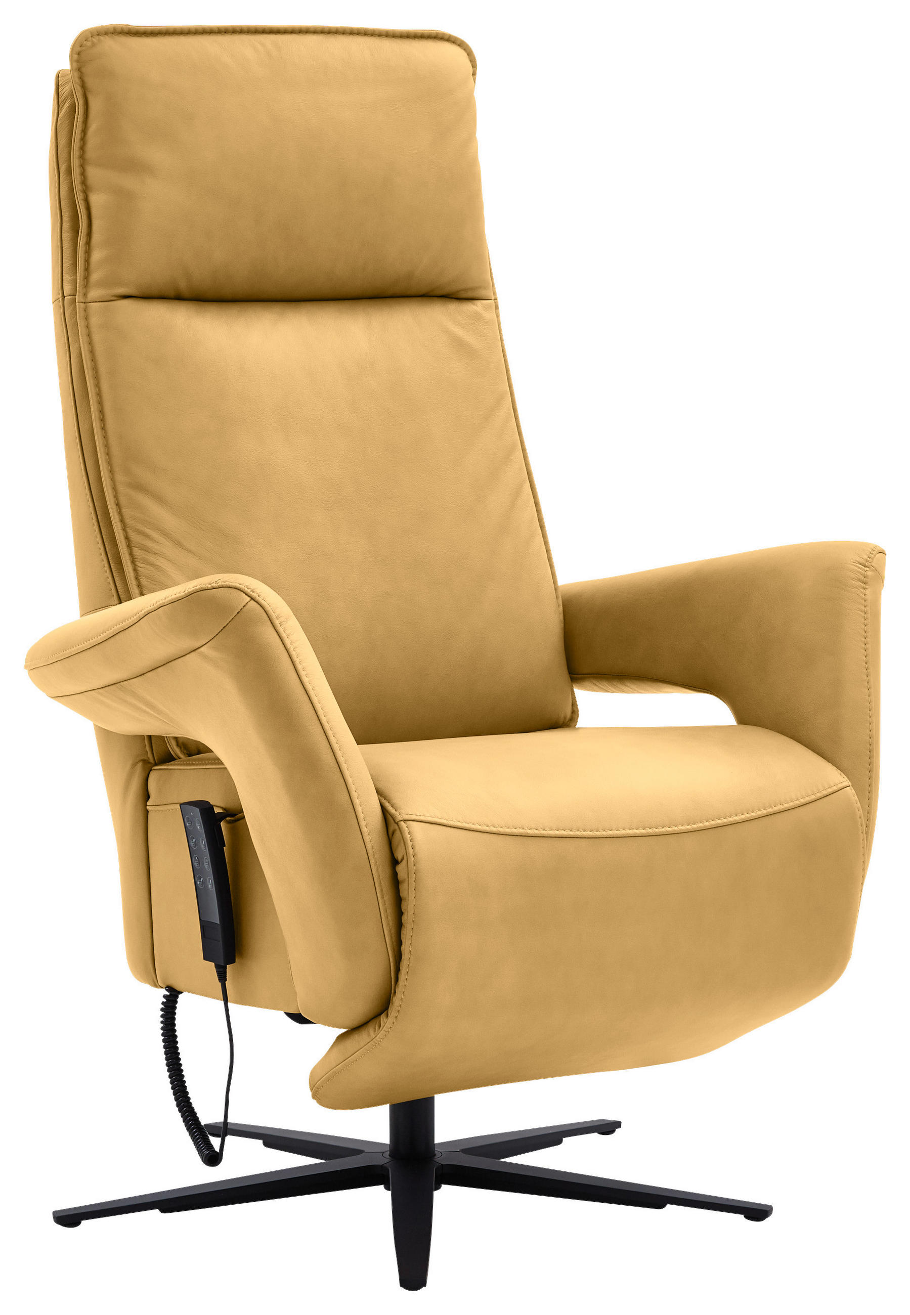 RELAXSESSEL in Leder Gelb  - Gelb/Schwarz, Design, Leder/Metall (83/123/87cm) - Valdera