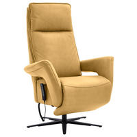 RELAXSESSEL in Leder Gelb  - Gelb/Schwarz, Design, Leder/Metall (83/123/87cm) - Valdera