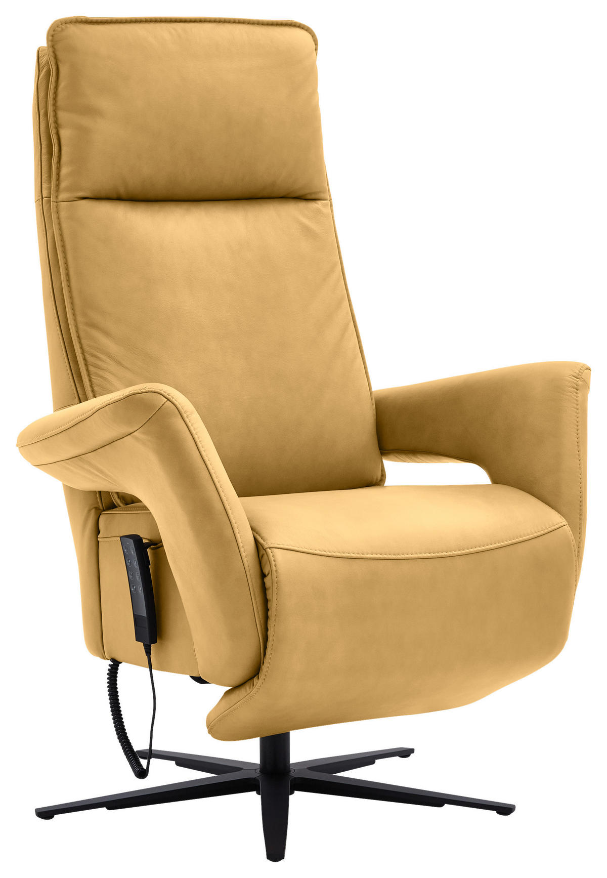 RELAXSESSEL in Leder Gelb  - Gelb/Schwarz, Design, Leder/Metall (83/123/87cm) - Valdera