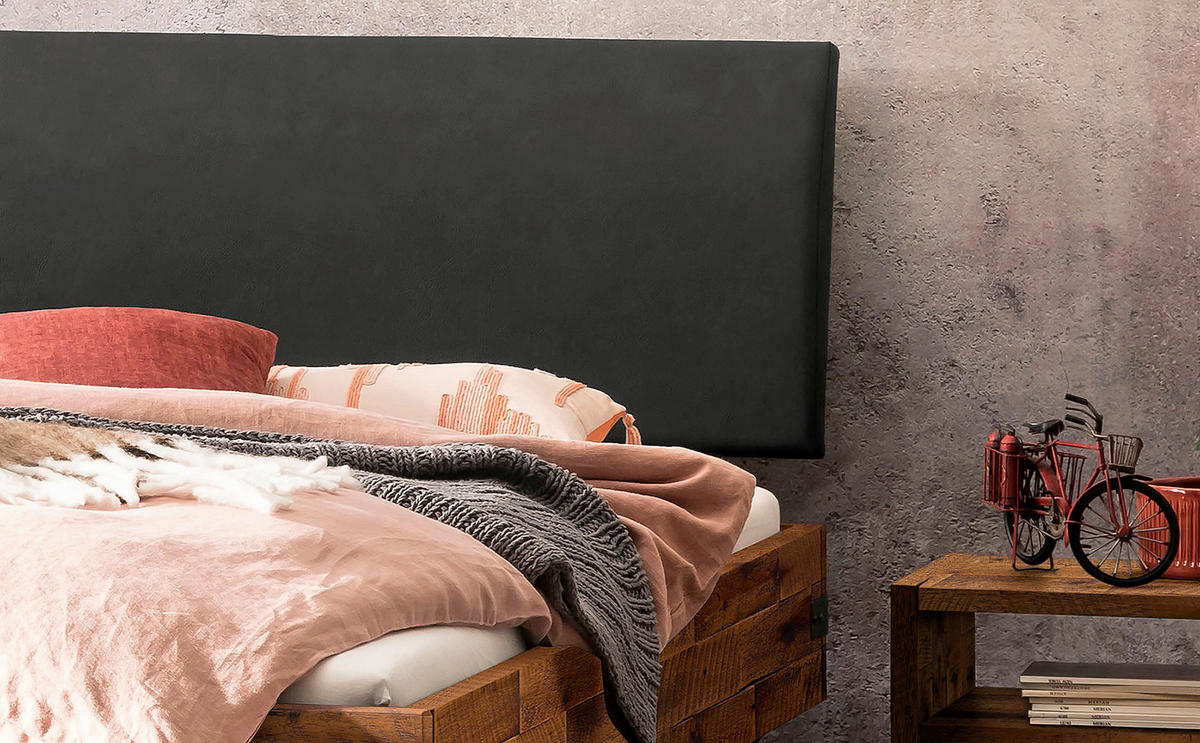 BETT 160/200 cm  in Anthrazit, Braun, Akaziefarben  - Anthrazit/Braun, Design, Holz/Metall (160/200cm) - Hasena