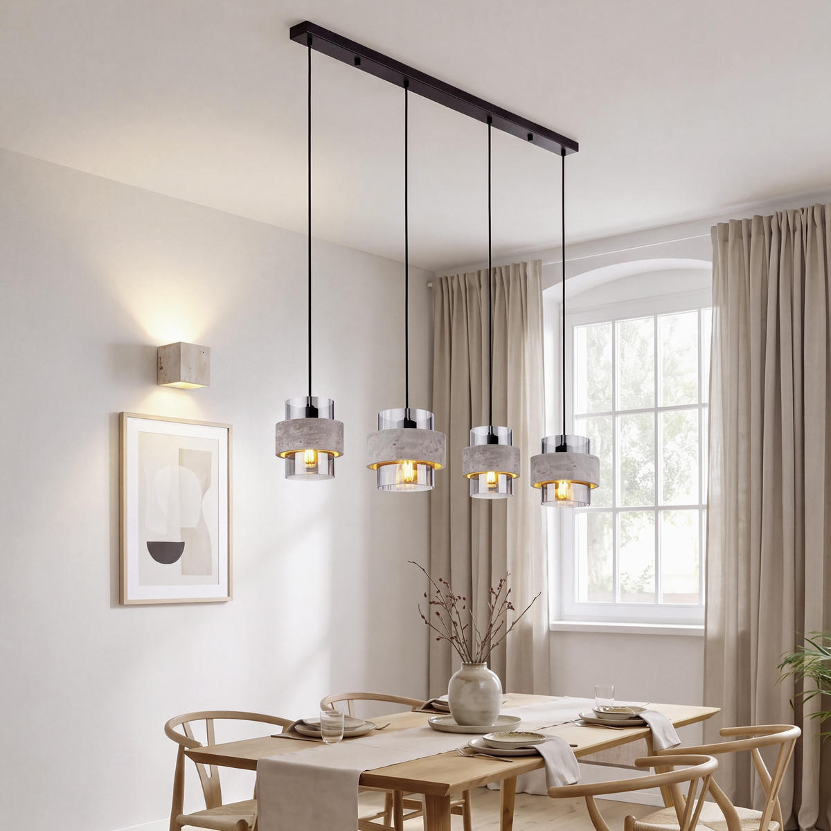 HÄNGLAMPA Daren 108,7/18/120 cm  - orange/beige, Design, metall/glas (108,7/18/120cm)