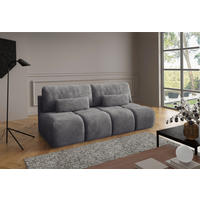 SCHLAFSOFA MARON in Samt Grau  - Schwarz/Grau, Design, Kunststoff/Textil (219/94/110cm) - Livetastic