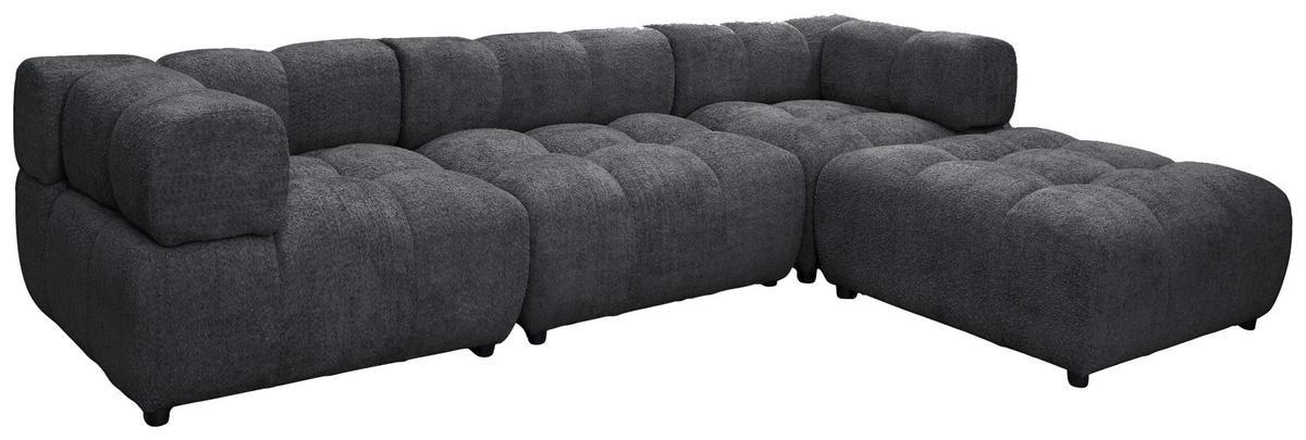 ECKSOFA ZAK Dunkelgrau Bouclé  - Dunkelgrau/Schwarz, Design, Kunststoff/Textil (280/186cm) - MID.YOU