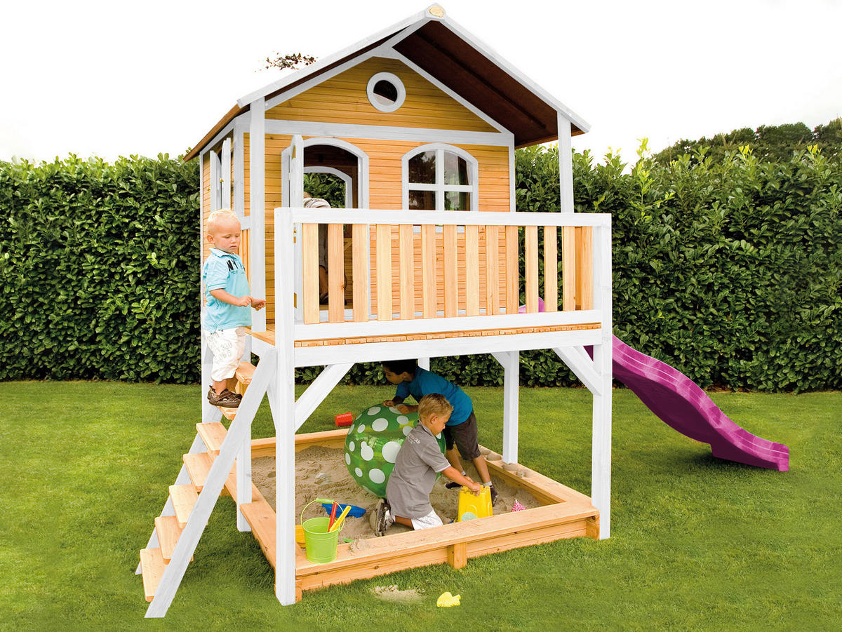 SPIELHAUS 432/293/212 cm  - Weiss/Lila, Konventionell, Holz (432/293/212cm)