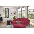 ECKSOFA in Flachgewebe, Leinenoptik Rot  - Rot/Schwarz, Design, Textil/Metall (170/242cm) - Xora