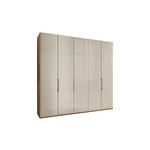 FALTTÜRENSCHRANK 250/216/58 cm 3-türig Champagner, Eiche Bianco  - Schieferfarben/Eiche Bianco, KONVENTIONELL, Glas/Holzwerkstoff (250/216/58cm) - Dieter Knoll